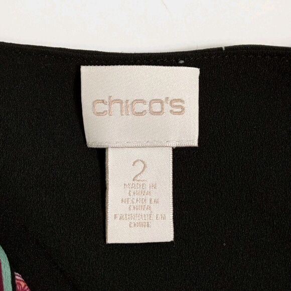 CHICOS 2 Kimono Sleeve Patchwork Zip Front Blouse Sz  L Geometric Floral Boho - Picture 6 of 12